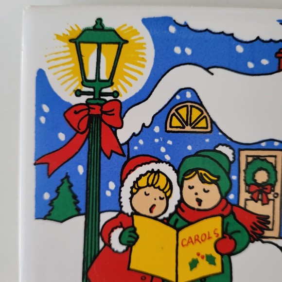 Vintage Christmas Holiday Tile Coaster Trivet 1980s JSNY 1882 - Picture 2 of 6